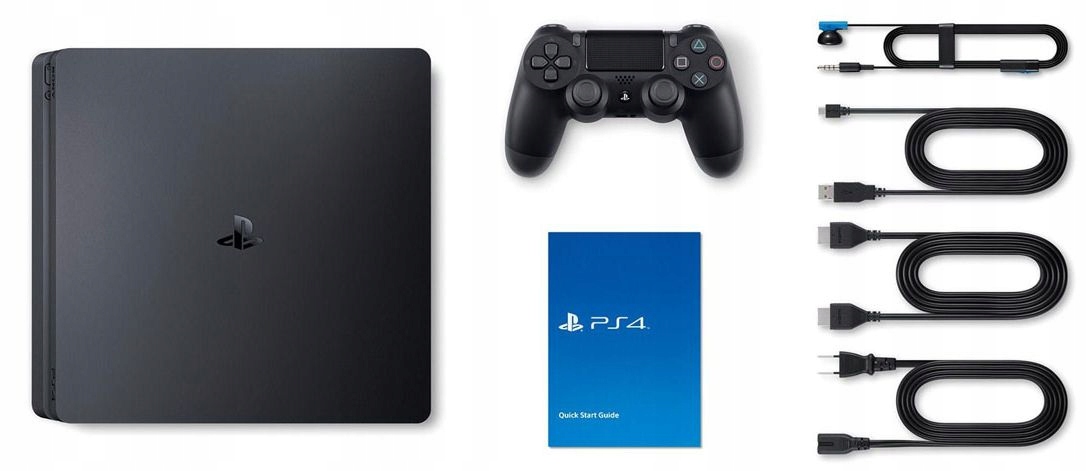 KONSOLA SONY PLAYSTATION 4 SLIM-MATOWA-KOMPLET PS4 +GRATISY +GWARANCJA Kolor czarny