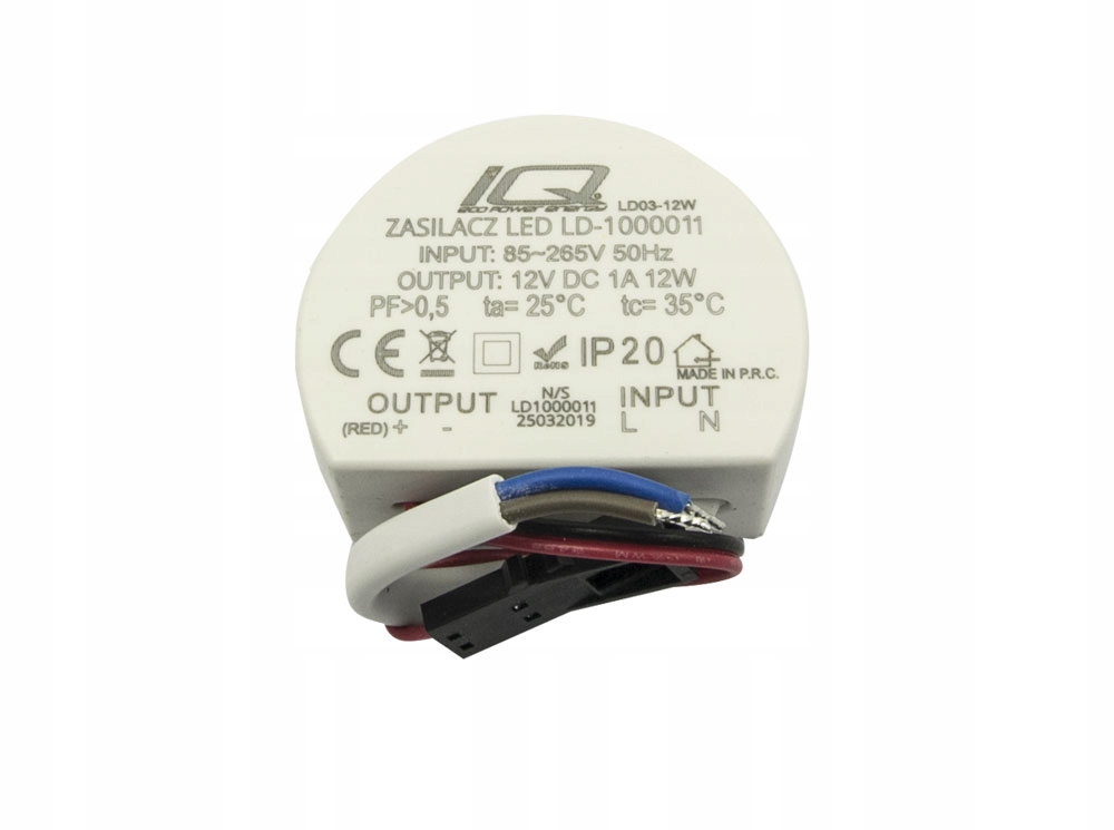 ZASILACZ TRANSFORMATOR LED 12V DC 12W 1A IP20 G4
