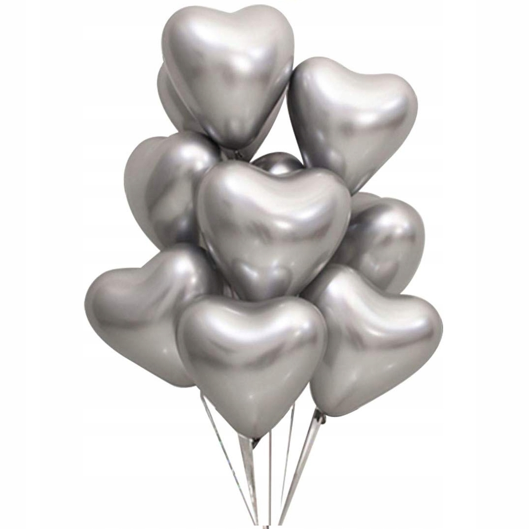 

Balony Serca Chromowane Srebrne - 28cm - 10szt