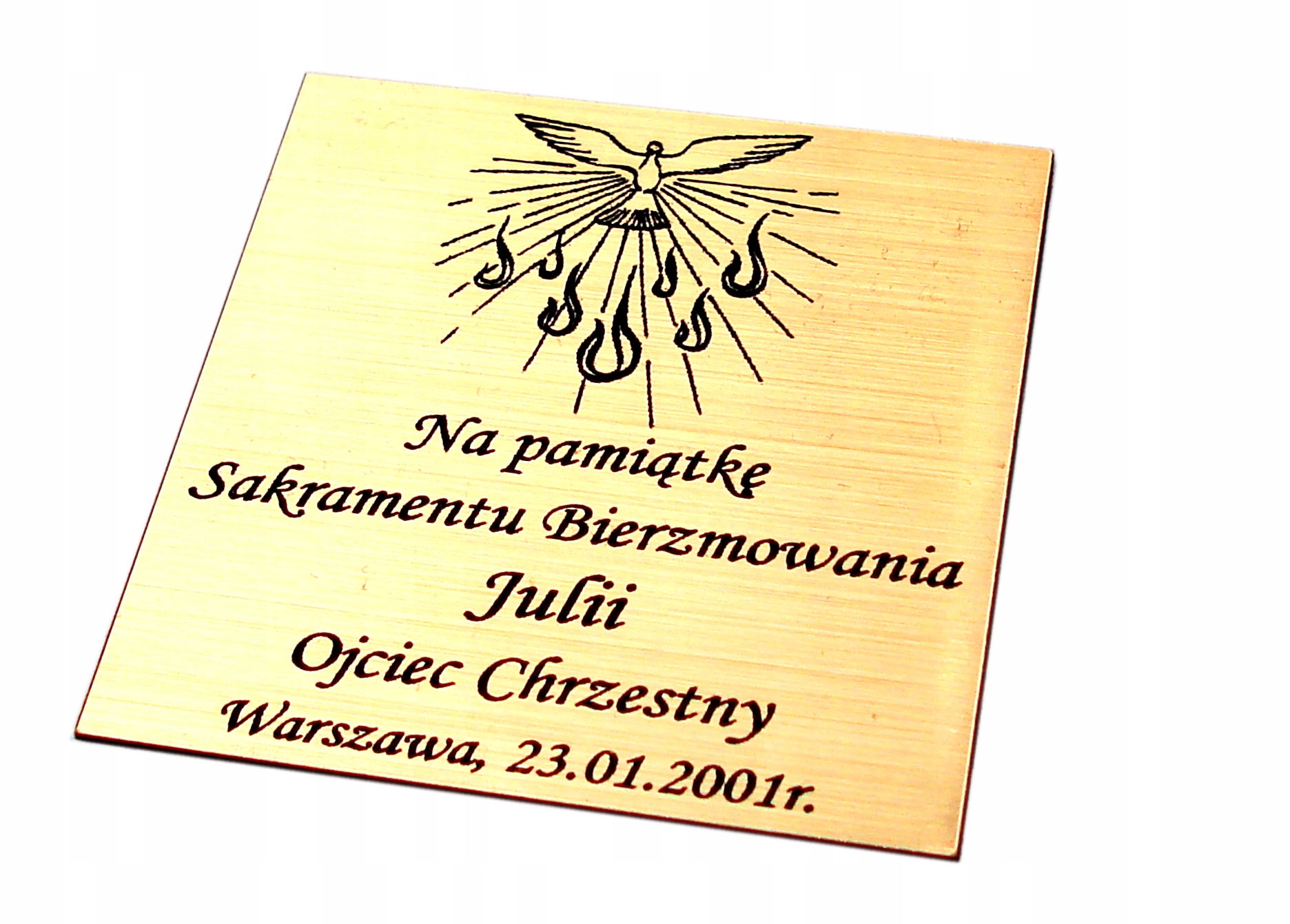 

Tabliczka 6x6 cm dedykacja na Bierzmowanie Grawer
