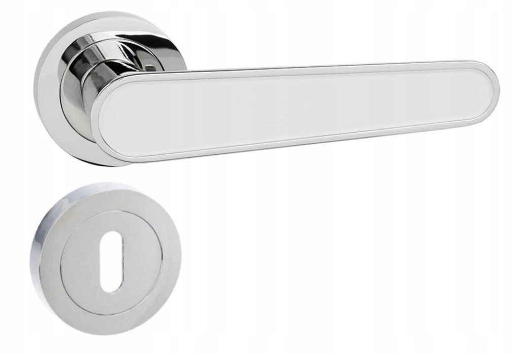 Klika Prima chrom/bílá s rozetami na klíč Wk