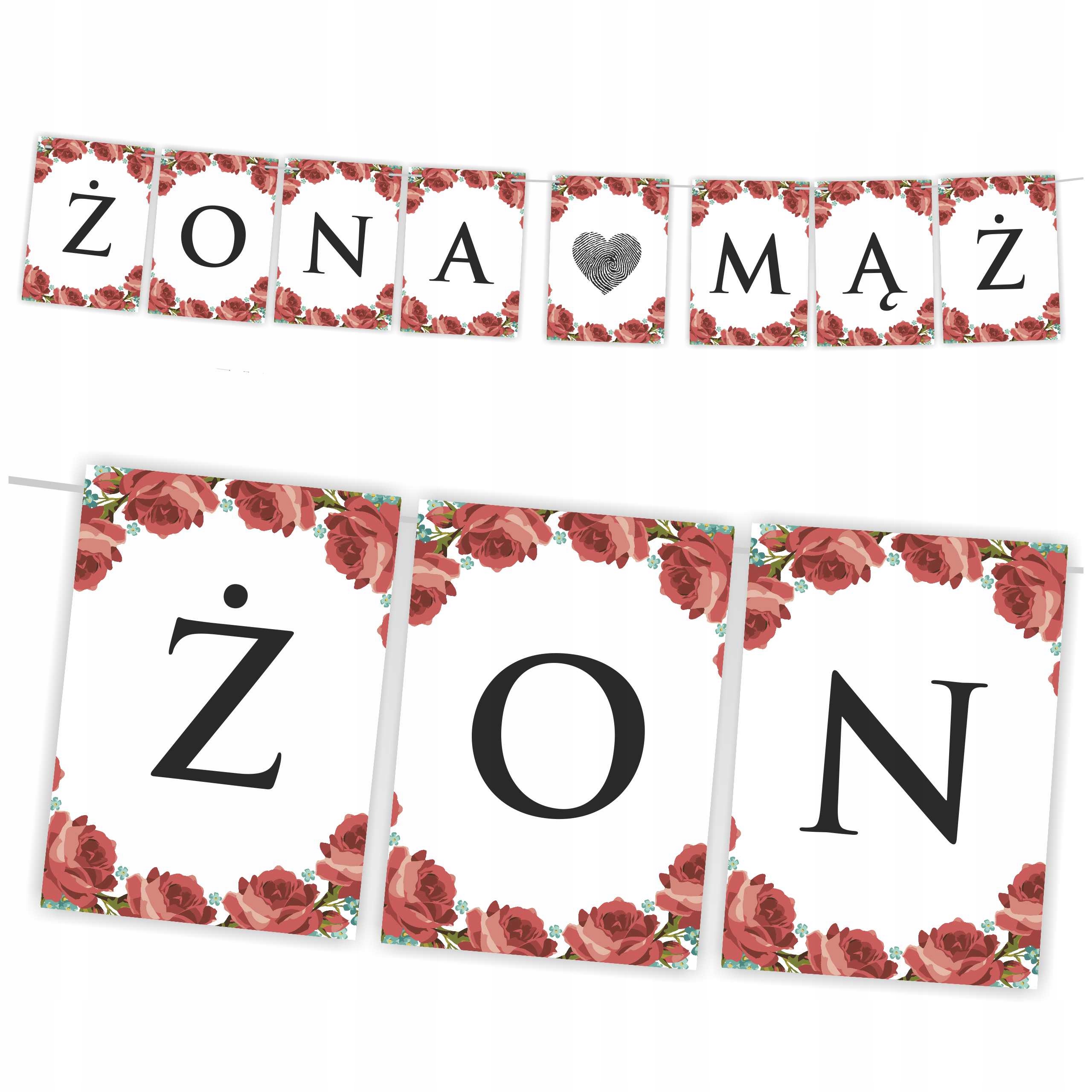 

Baner Weselny Girlanda Mąż Żona A5 170cm 48 wzorów