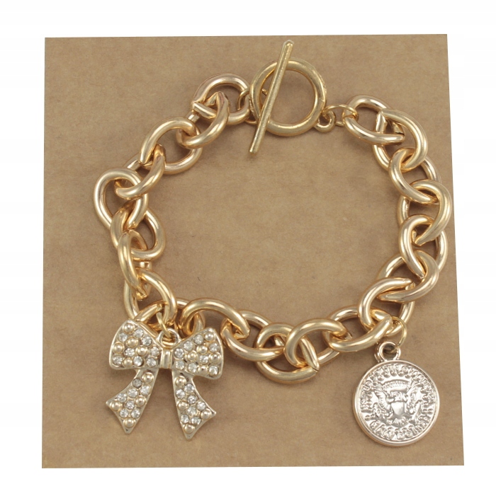 

Bransoletka Złota Łańcuch Kokardka Cyrkonie