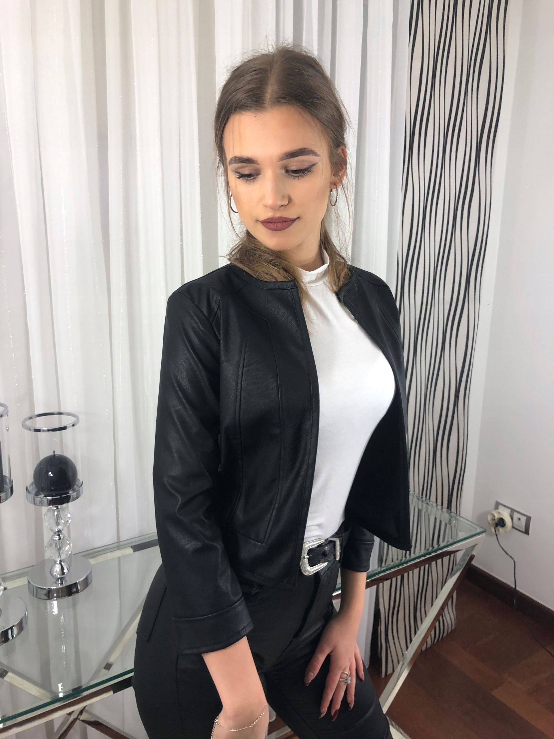 A03 BOLERKO RAMONESKA TOTAL LOOK CZARNY R.36 Wzór dominujący bez wzoru