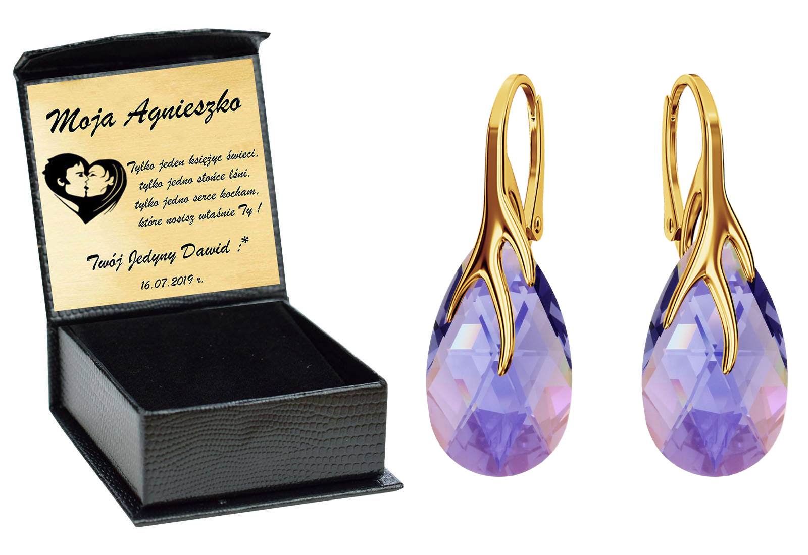 

Drapieżne Kolczyki Swarovski Złote 925 Grawer