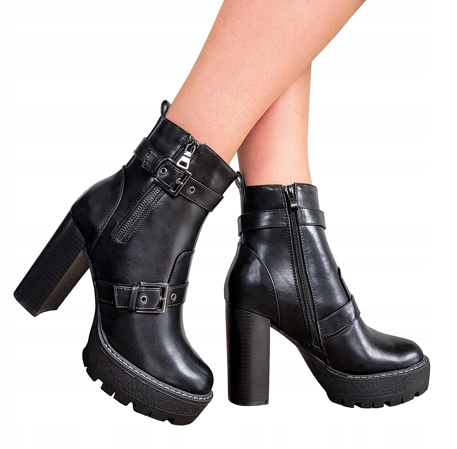 

Rewelacyjne Czarne Buty Botki Zamki Klamerki 36