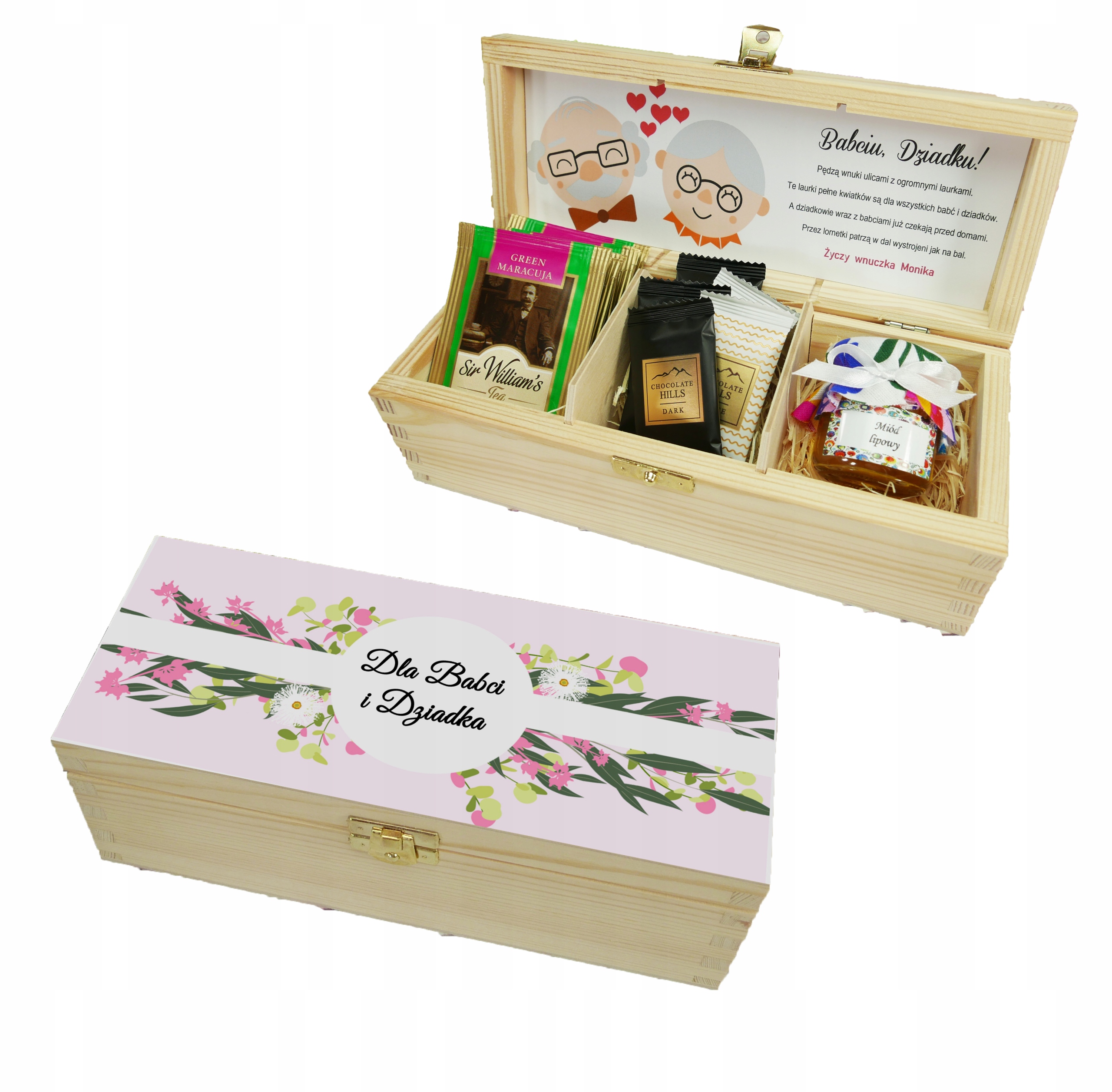 

Zestaw prezent dzień babci dziadka herbata miód