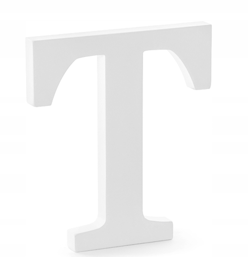 

Drewniana Litera T Stojąca Biała 3D-20CM Wesele