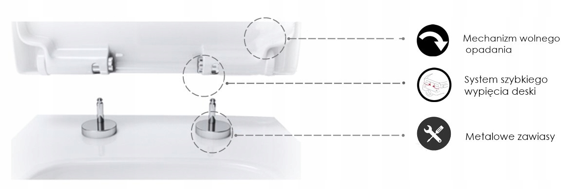 MISA WC RIMLESS VERA 49CM + DESKA SLIM Poziom odpływu Poziomy