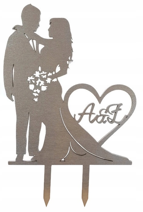 

Topper para inicjały w sercu srebrny mat 7zi-sdr