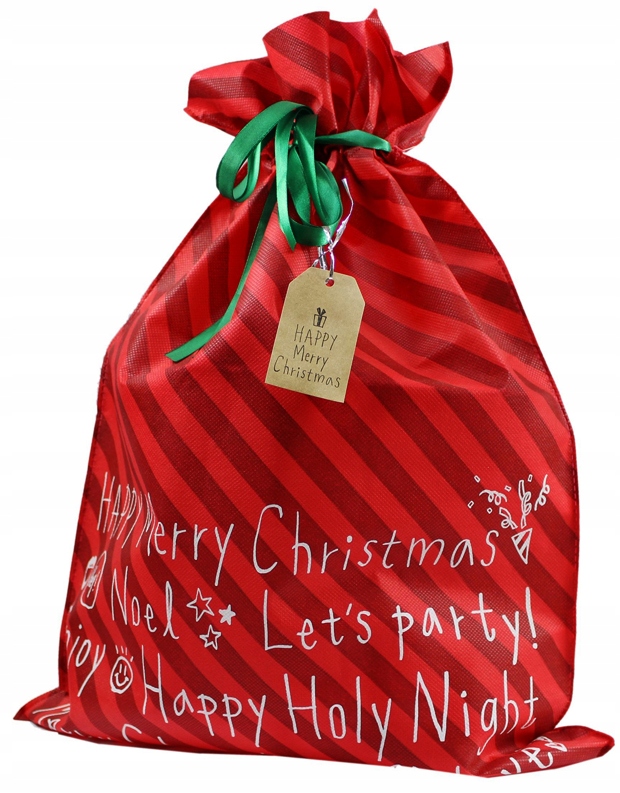 WOREK TEKSTYLNY ŚWIĄTECZNY ŚWIĘTA PREZENT WSTĄŻKA