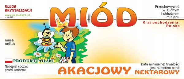 

Etykieta na miód Akacjowy 100szt etykietyRYSUNKOWE
