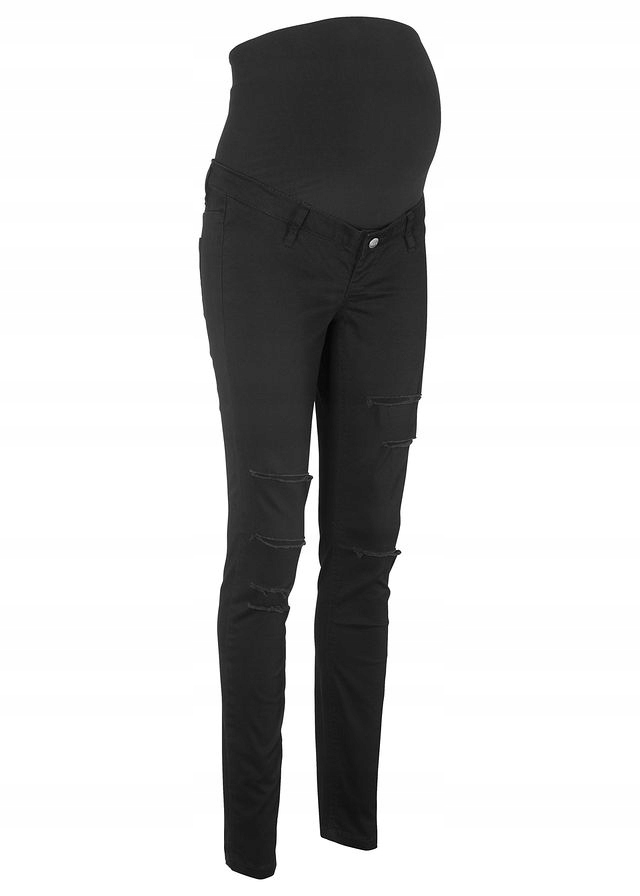 O6440 SPODNIE CIĄŻOWE CZARNE Z PRZETARCIAMI r.46