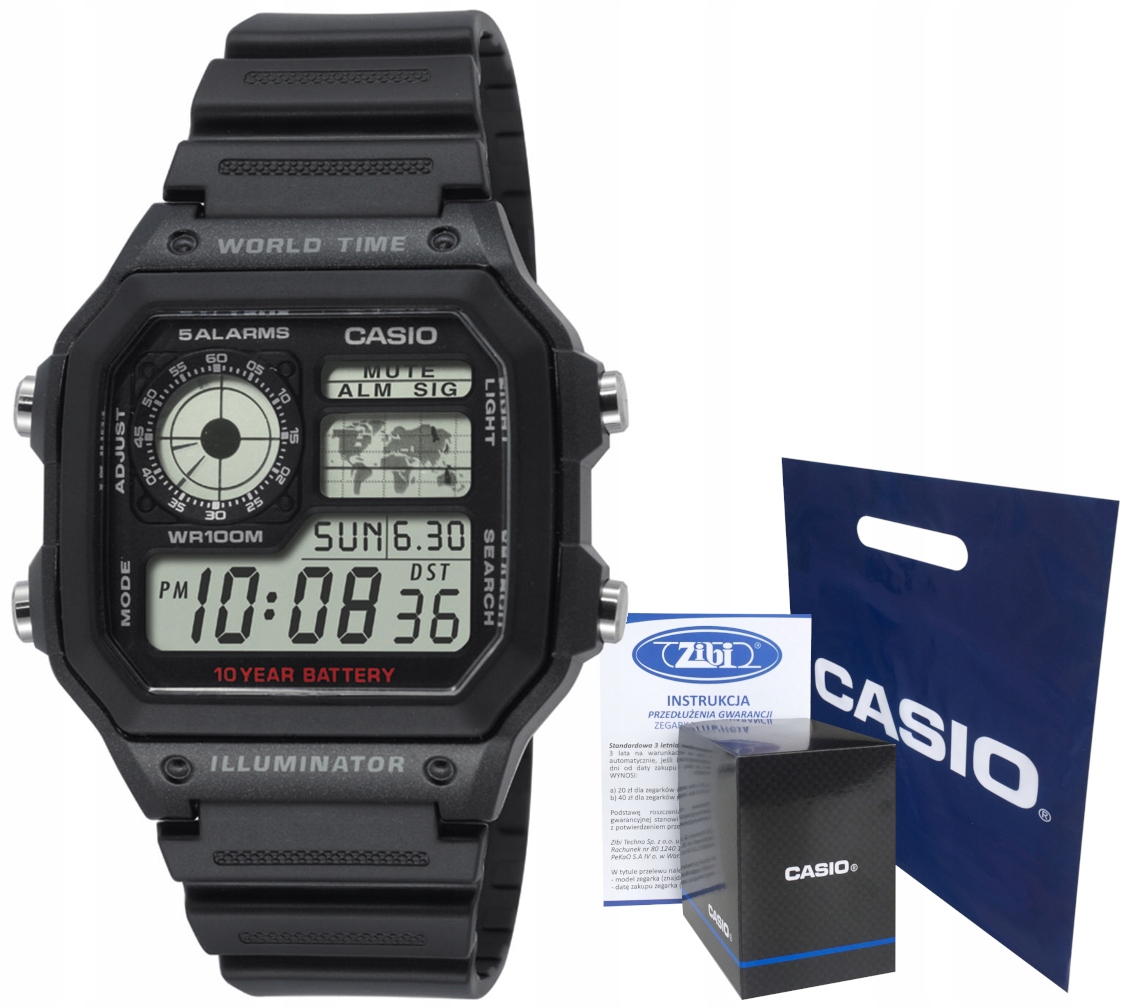 

Zegarek Casio AE-1200WH -1AVEF worldtime hologram