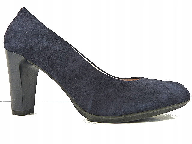 Tmavě modré lodičky s tlustým podpatkem, kožená platforma Sala 37 Ch