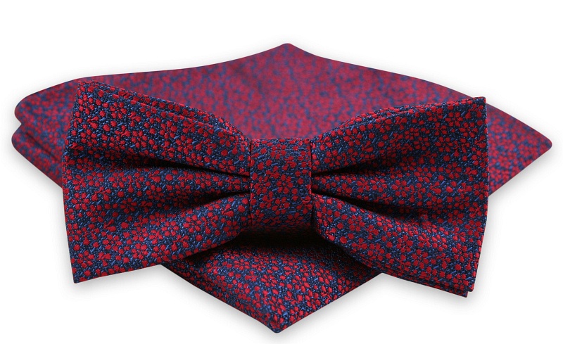 

Czerwono-Niebieska Męska Mucha z Poszetką -alties