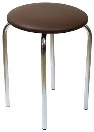 Taboret chromowy Brązowy. Produkt Polski. Eko.