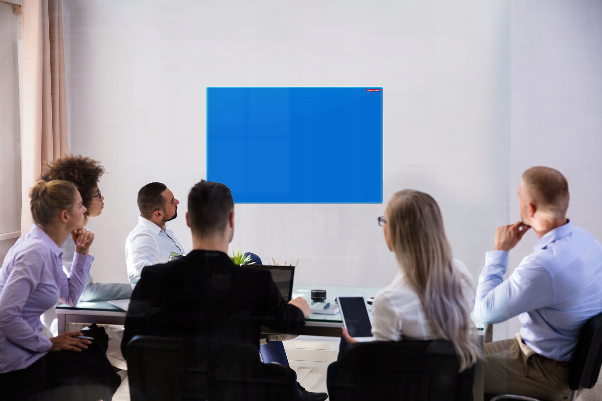 TABLICA SZKLANA MAGNETYCZNA 80X60 CM NIEBIESKA Marka Memoboards