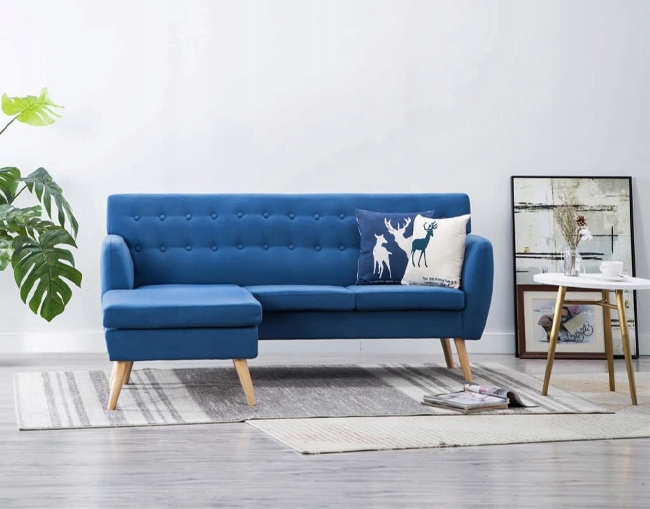 MODNA == KOMFORTOWA SOFA Z SZEZLONGIEM = NIEBIESKA Szerokość mebla 171.5 cm