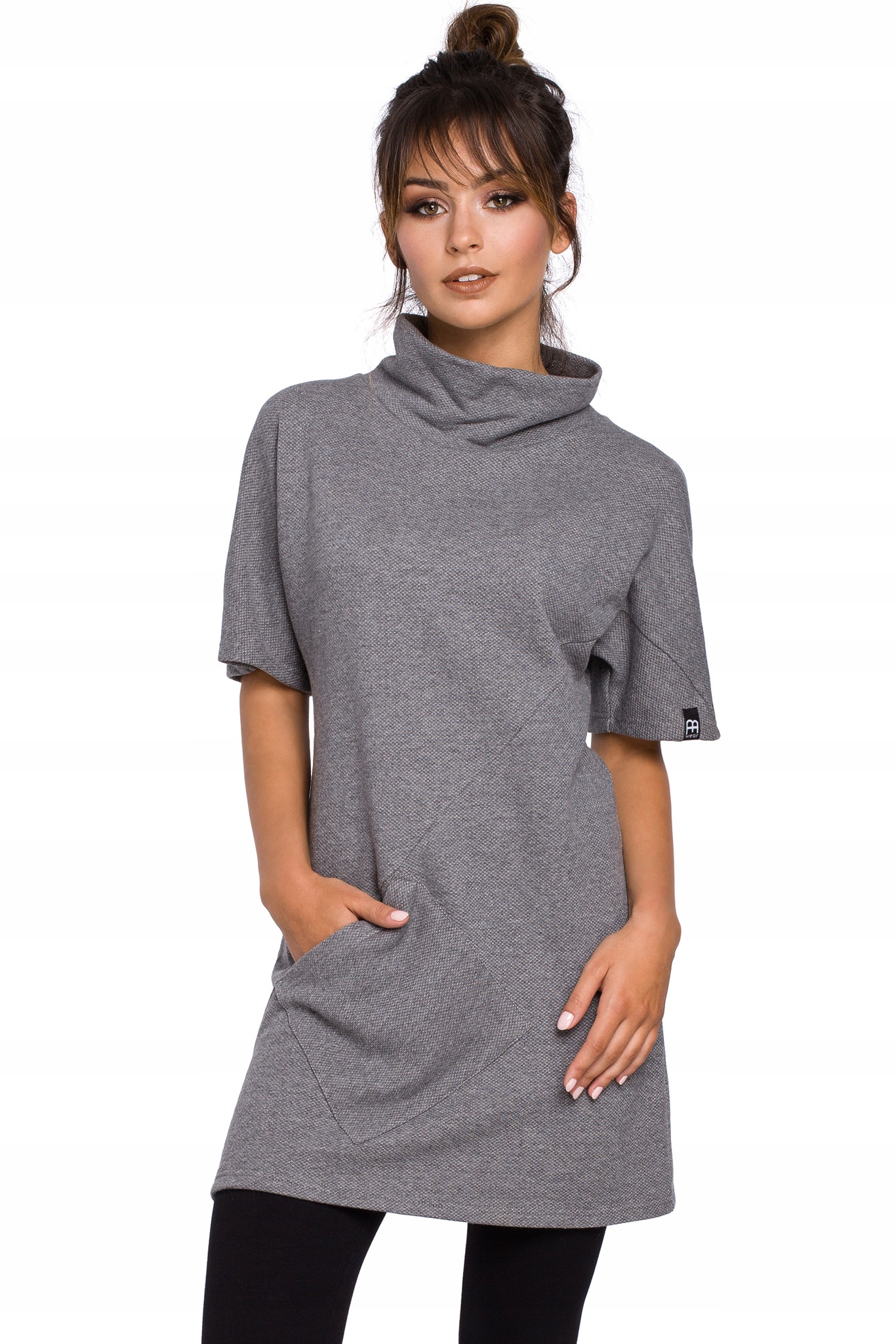 

Tunika Damska z Półgolfem Oversize roz L/XL