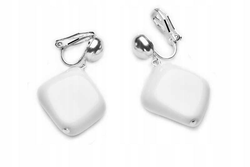 

Klipsy Wiszące Białe Kredowe Jablonex Szklane Moda