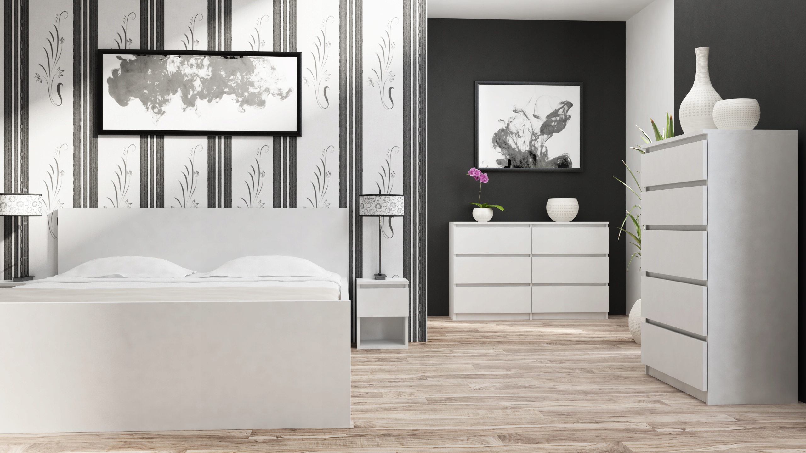 KOMODA 140 CM BIAŁA SZAFKA 6 SZUFLAD SYPIALNIA Montaż meble do samodzielnego montażu