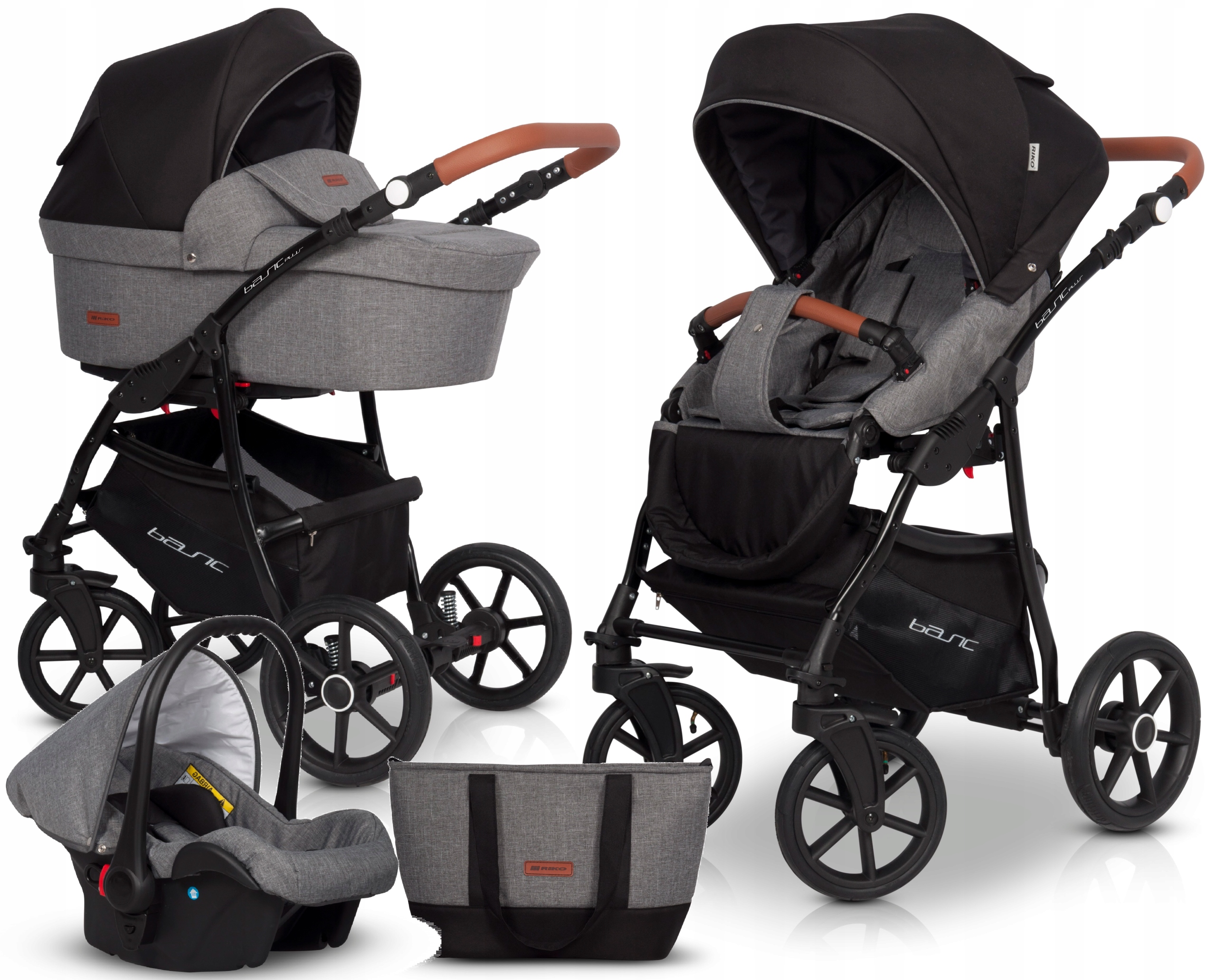 POLSKI WÓZEK WIELOFUNKCYJNY 3w1 / RIKO BASIC PLUS ANTHRACITE