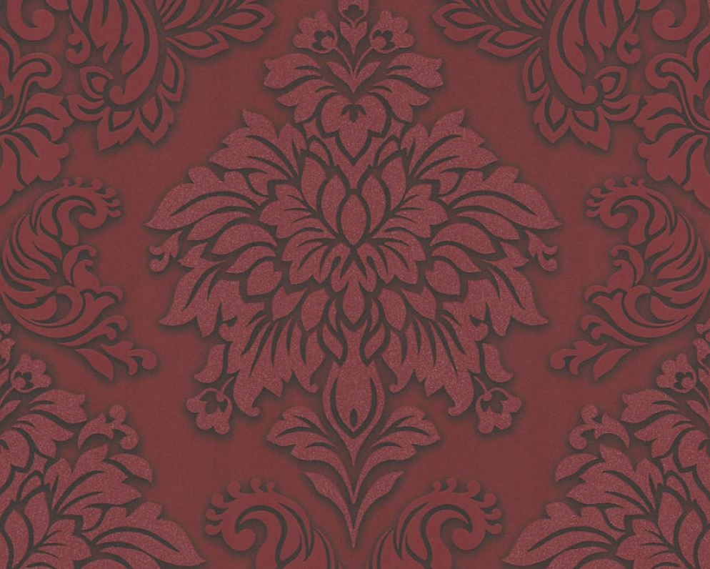 TAPETA ZMYWALNA ORNAMENT GLAMOUR BORDOWA BROKAT