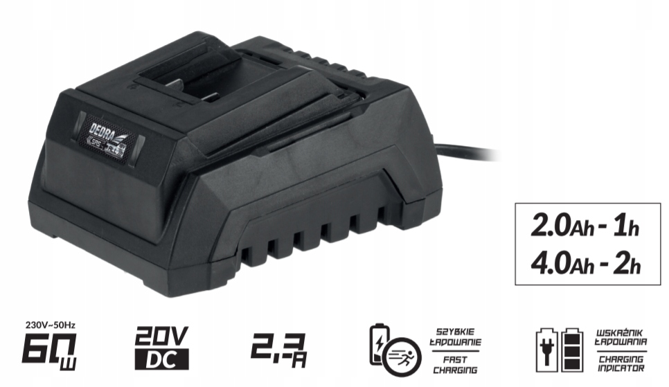 DEDRA ładowarka 2,0 4,0 Ah 18V SAS+ DED7038 LI-Ion Typ akumulatora Li-Ion