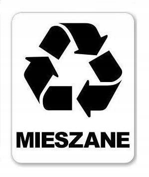 Naklejka MIESZANE na ŚMIETNIK kosz SEGREGACJI
