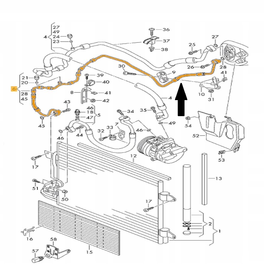 PRZEWOD RURKA WAZ KLIMY VW EOS 2 0 TDI OD CHLODNIC Part number 1K0820741CM
