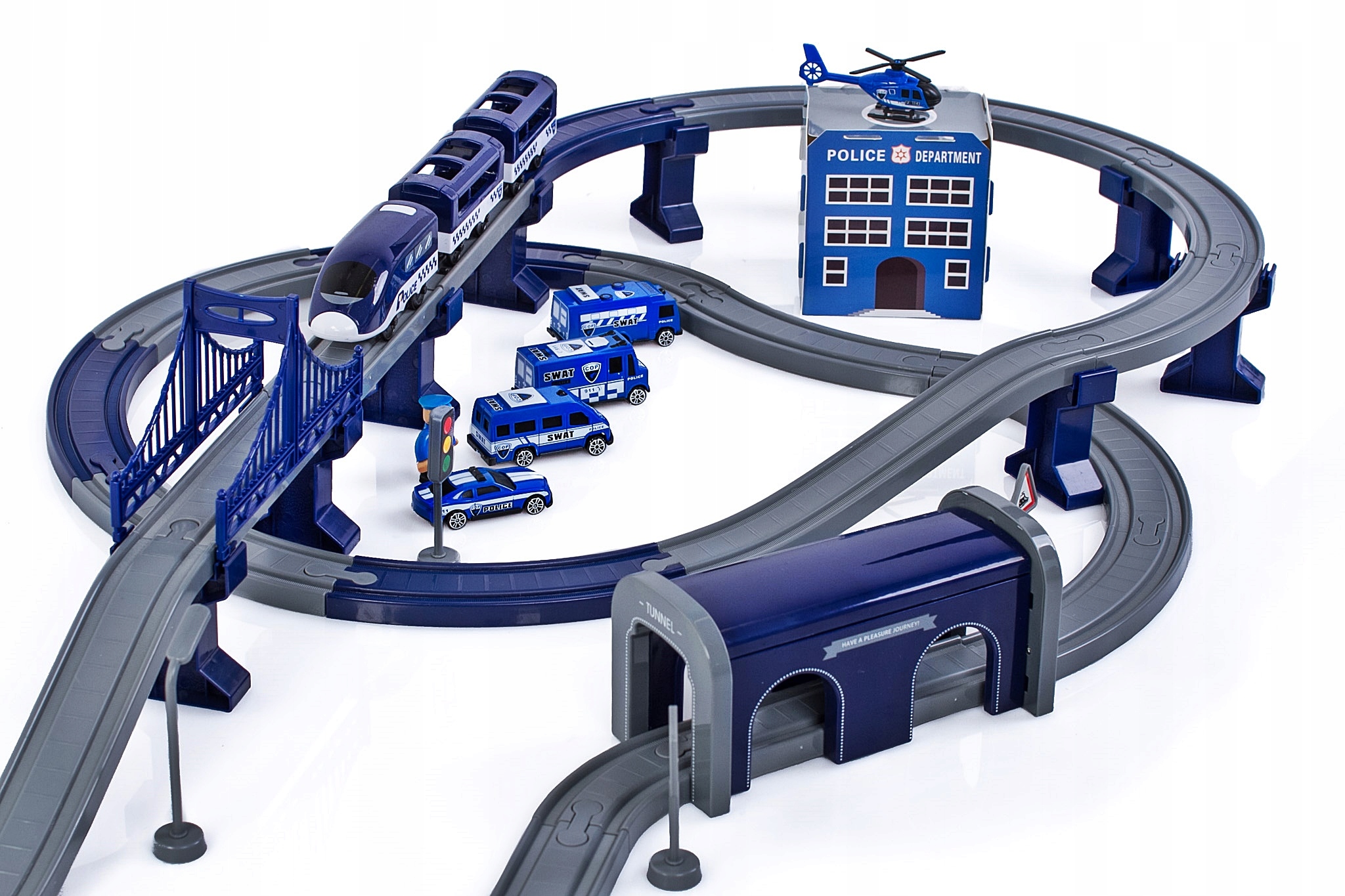 Kolejka elektryczna ogromny tor HELIKOPTER POLICJA Płeć chłopcy