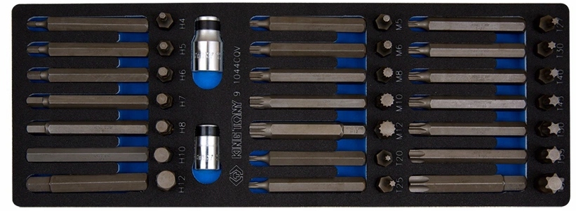 Sada Bitov 44ks Torx Hex Spline Dlhé Kr. 10 mm King Tony 9-1044CQV
