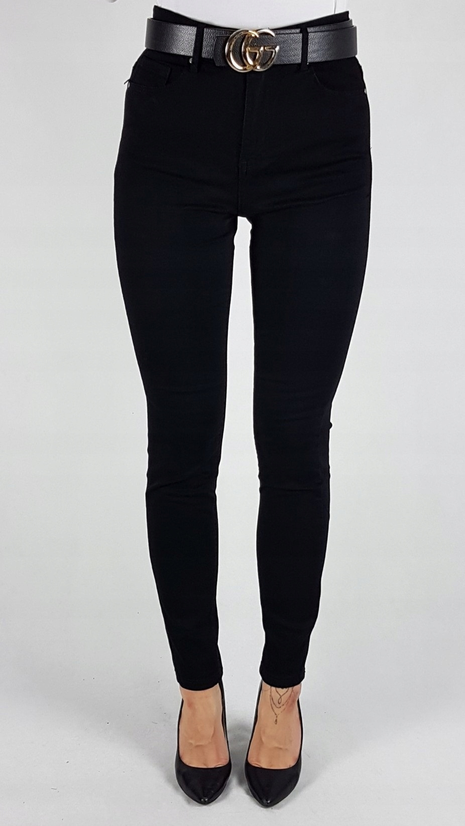 SPODNIE CZARNE GOODIES Z WYSOKIM STANEM ROZ 48/4XL Długość nogawki długa