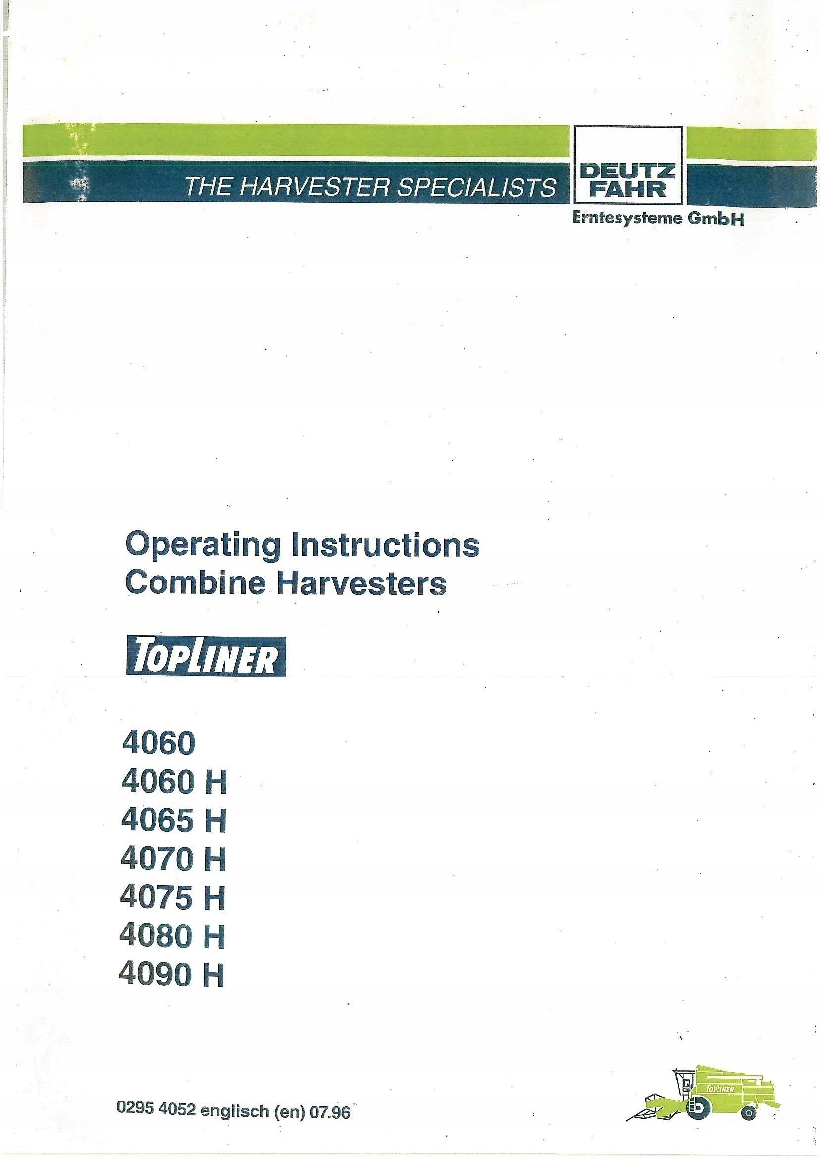 Руководство Deutz Topliner 4060 4070 4080 4090 ....