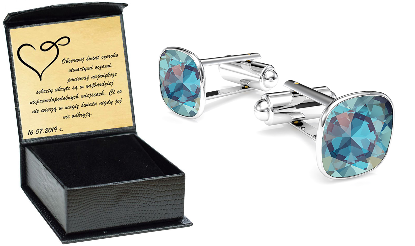 

Spinki do mankietów Swarovski Srebro 925 Grawer