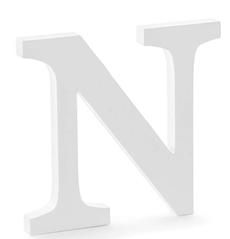 

Drewniana Litera N Stojąca Biała 3D-20CM Wesele