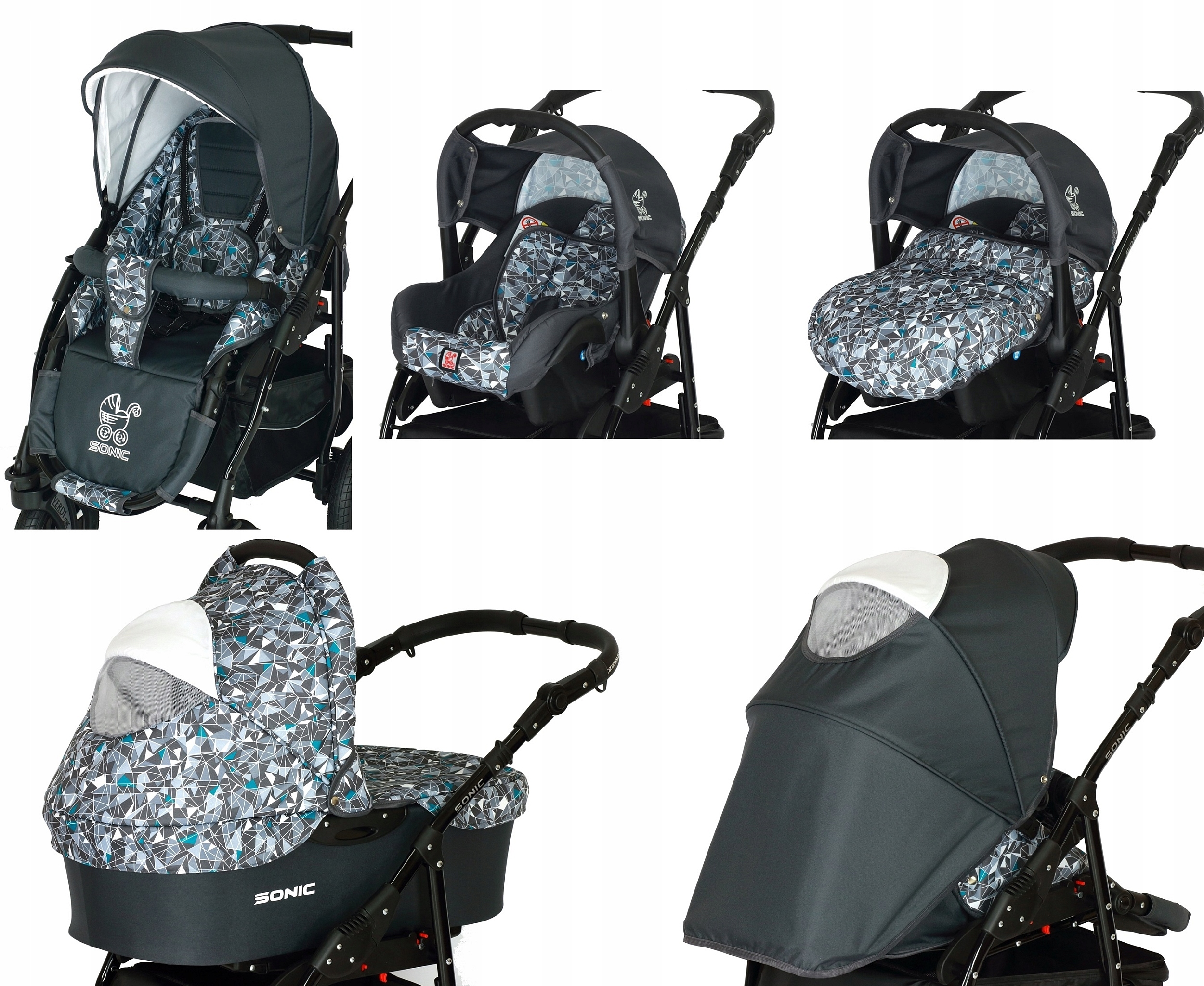 WÓZEK DZIECIĘCY VERDI SONIC 3W1+ TORBA + AKCESORIA Liczba kół 4