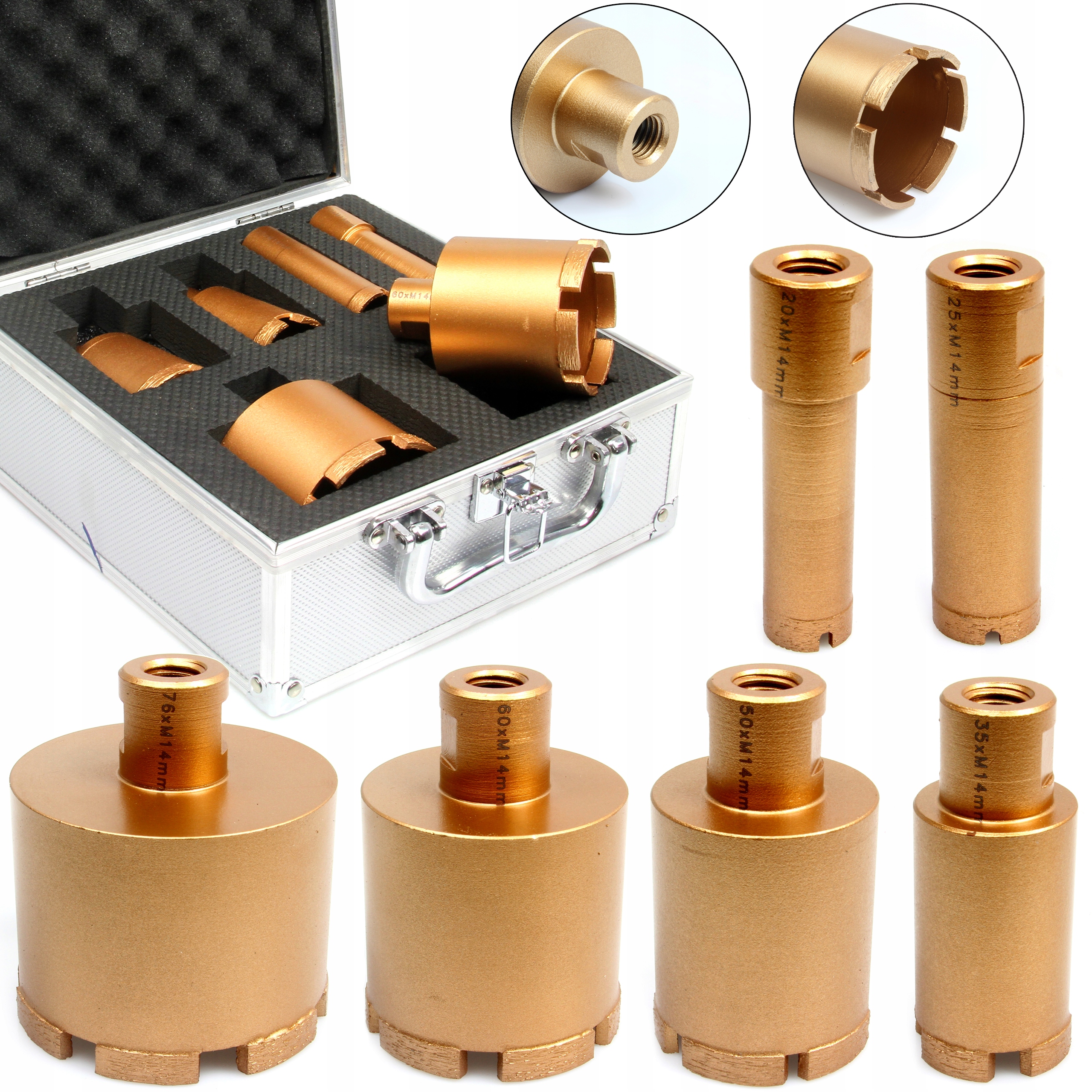 Vrtací korunka 20-75mm do betonu Diamantová Segmentová Turbo koruna M14