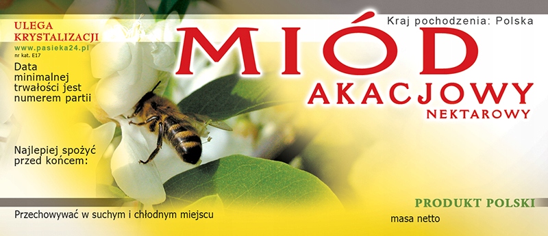 

Etykieta na miód Akacjowy 100 szt etykiety akacja