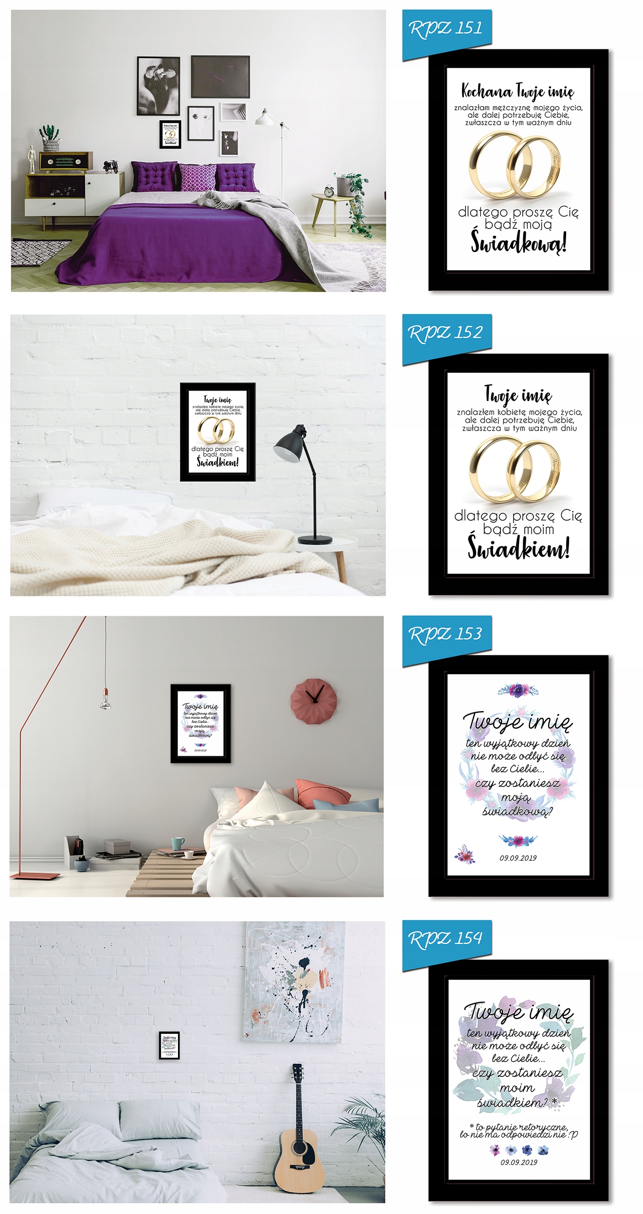 Dyplom w ramce zaproszenie dla ŚWIADKÓW ŚWIADKOWEJ Marka Fajnekubki