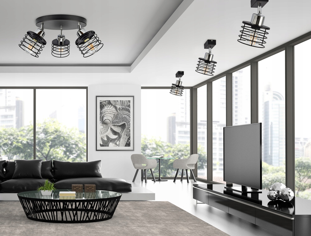 LAMPA SUFITOWA PLAFON ŻYRANDOL EDISON LOFT LED Kształt okrągły