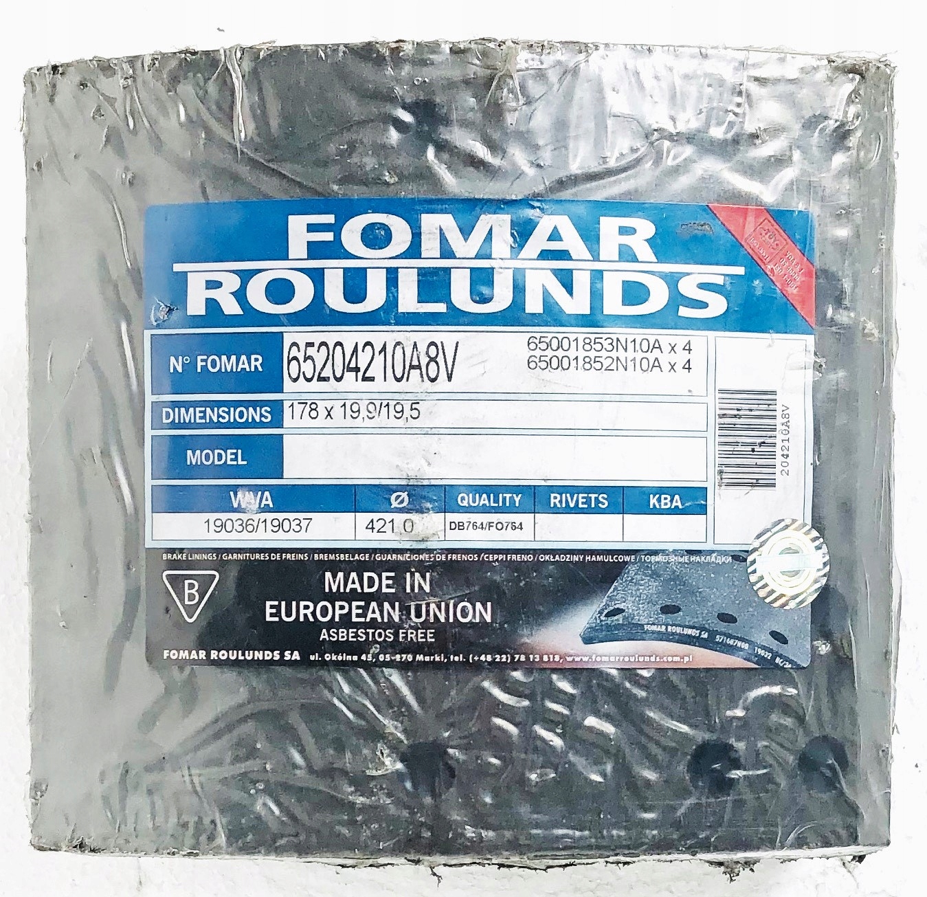 Okladzina hamulcowa BPW SAF ROR FI 421 kpl