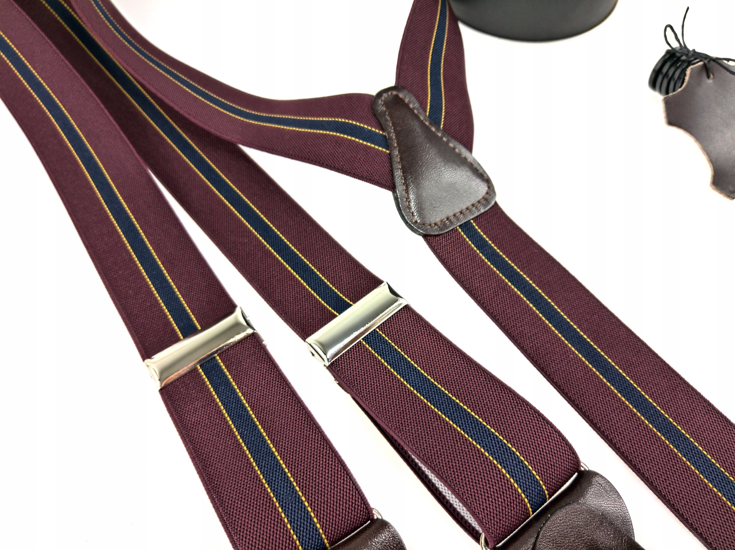 Szelki na guziki 2w1 GUMA w pasy BORDOWA BURGUND Rodzaj do spodni