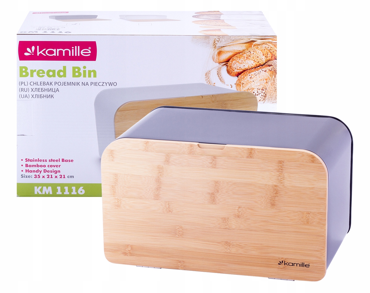 CHLEBAK STALOWY POJEMNIK na CHLEB PIECZYWO KAMILLE