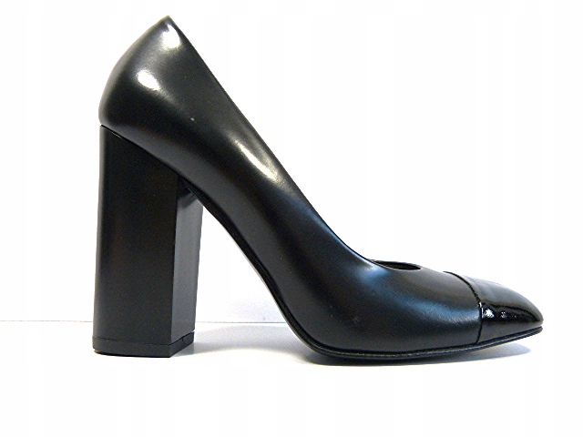 Boty Sala 37 černé kožené na podpatku, stabilní dámské boty na podpatku