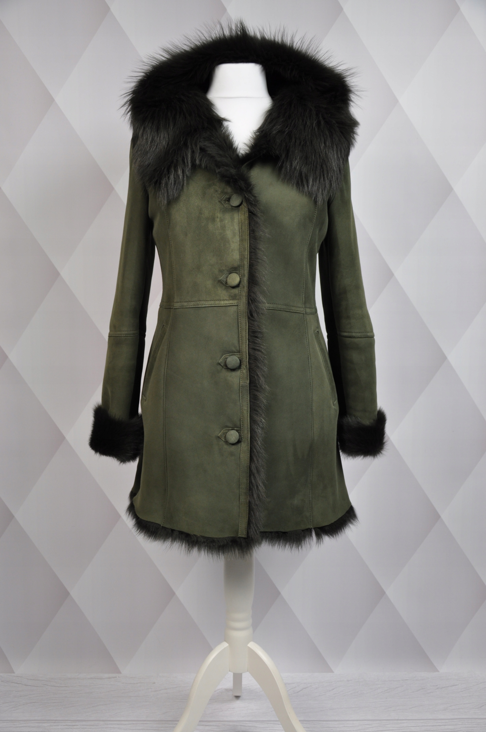 Kożuchy_Kowalski kurtka płaszcz khaki L pałasz naturalny kożuch naturalny Marka inna