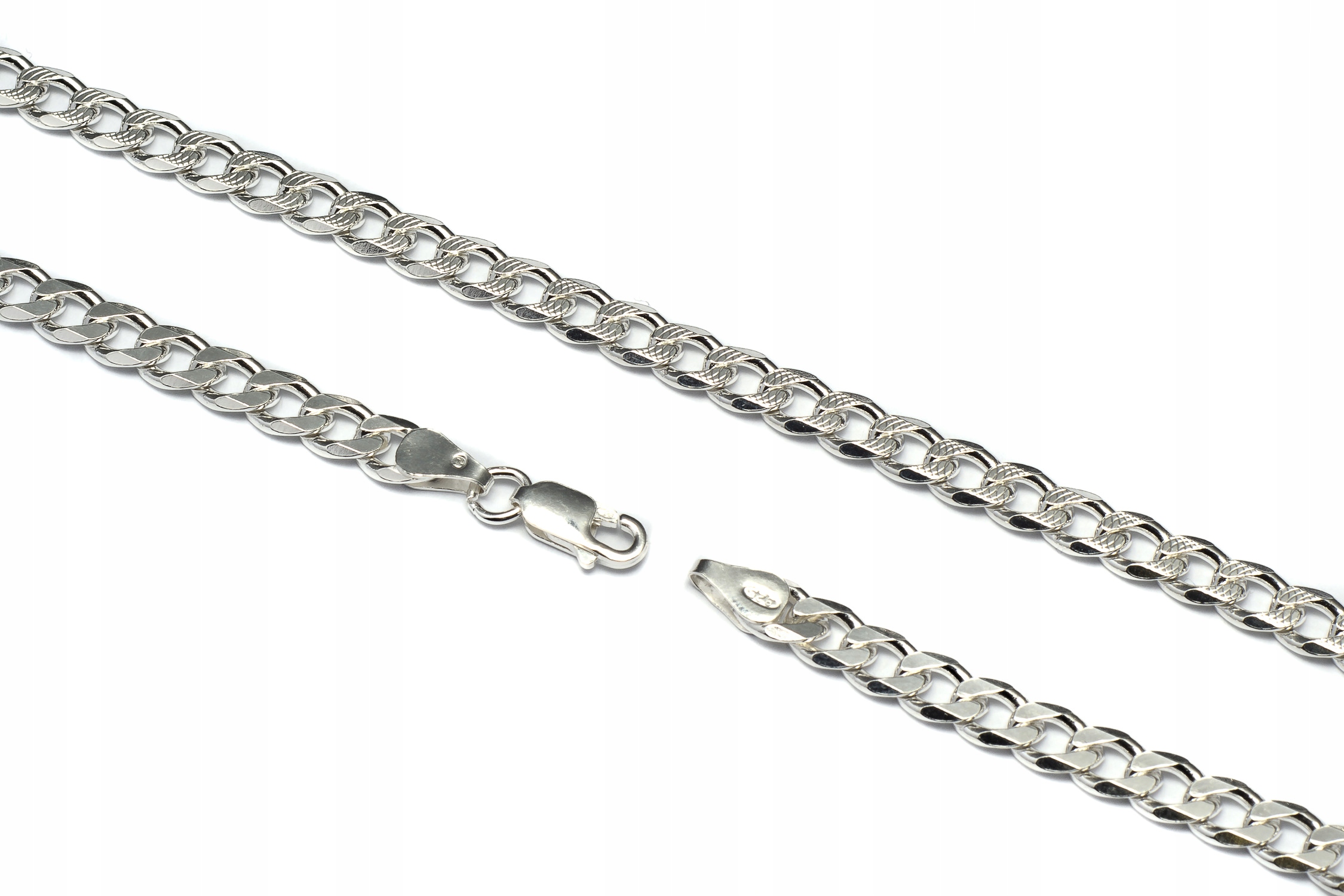 Srebrny Łańcuszek Pancerka 60CM 27GRAM Dwustronny