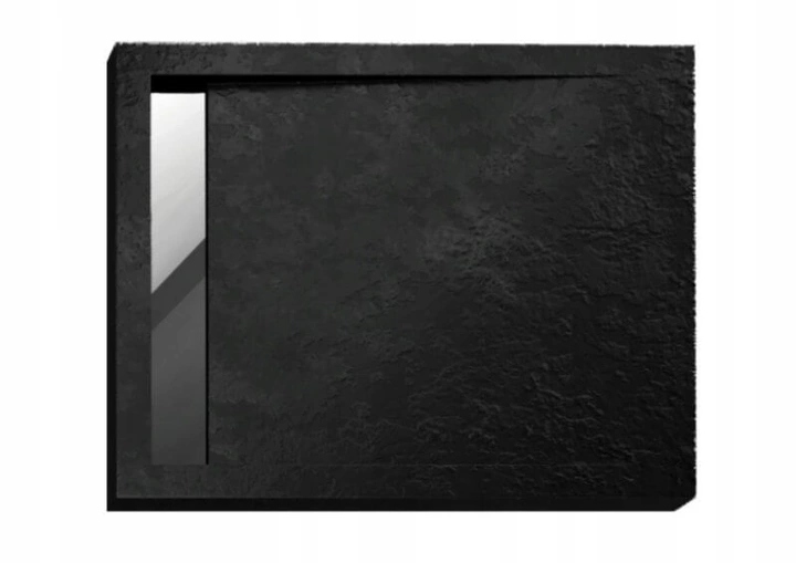BRODZIK STRUKTURA KAMIENIA CZARNY ODPŁYW 110x90 cm Marka Polimat
