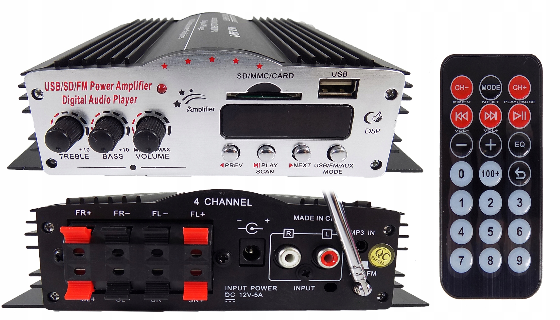 4 GŁOŚNIKI SUFITOWE + WZMACNIACZ USB SD FM ZESTAW Model Zestaw